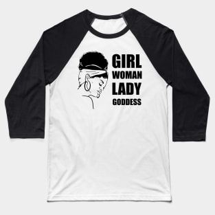 Black American Woman. Afro American Art. Black Girl Baseball T-Shirt